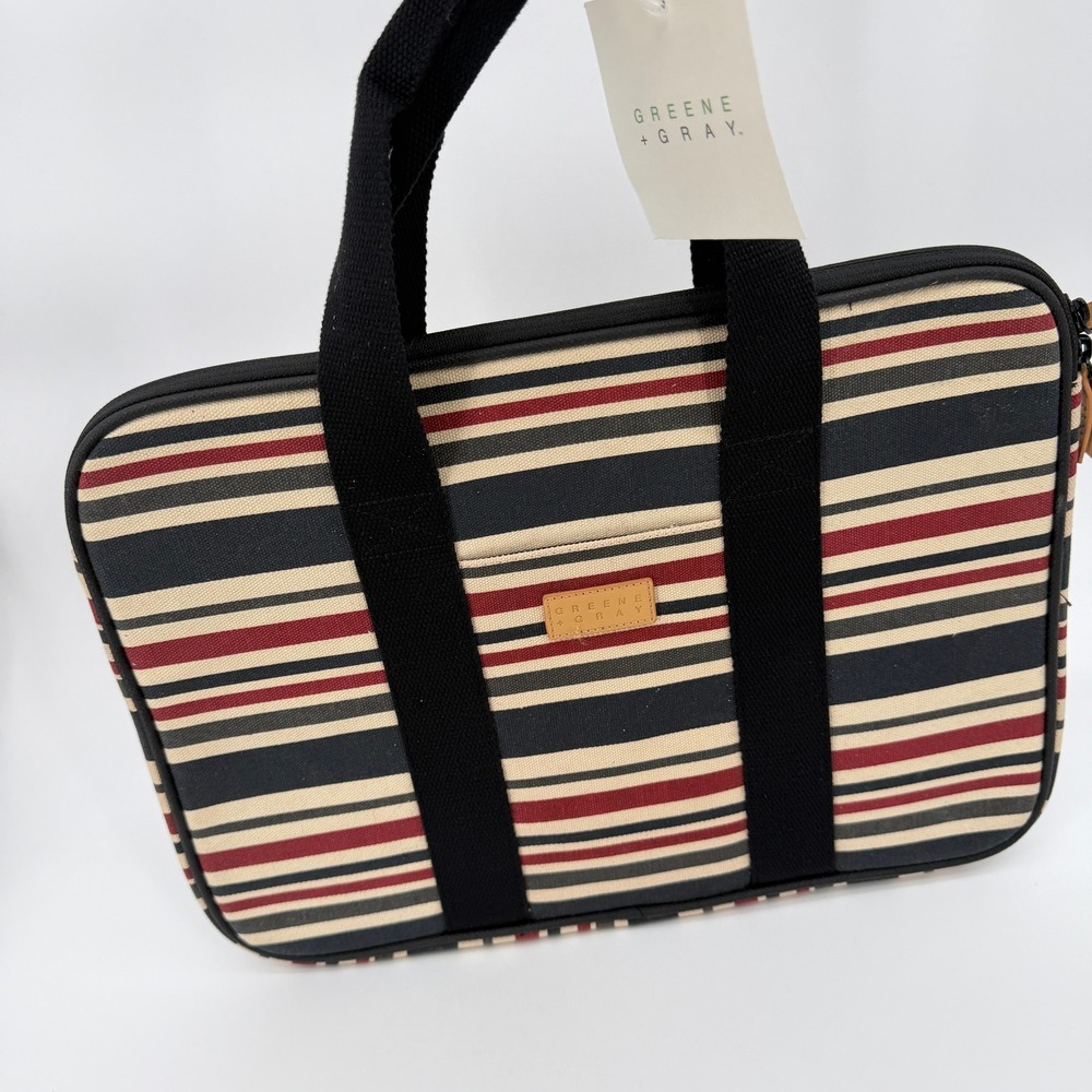 Greene & Gray Brand NWT Striped Laptop Sleeve Nautical Preppy Academic Thin - Picture 5 of 7